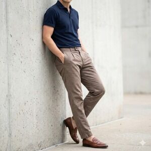 SuitSupply Chino Pants Mens 30 Brown Cotton Linen Pleated Tessuti Sondrio‎